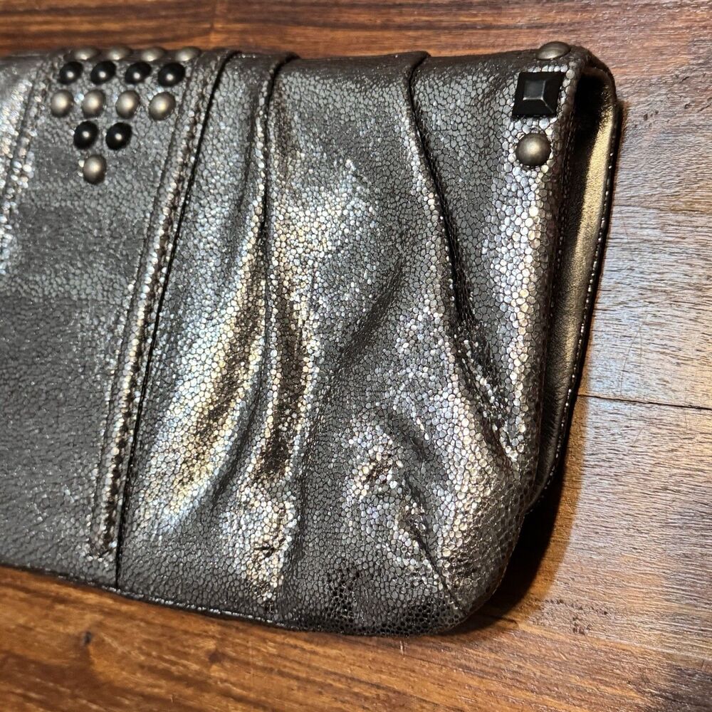COACH Kristin Studded Clutch Black Silver Leather NWOT Punk Rock Chic - Picture 7 of 13